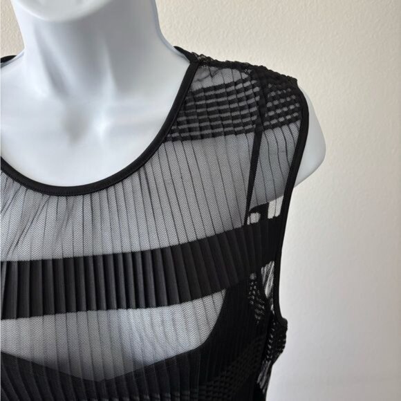 Y2K H & M Large Midi Striped Sheer Mesh BodyCon Festival Avant-Garde Gothic Glam - Picture 11 of 12